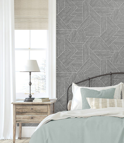 product image for Etched Geometric Peel & Stick Wallpaper in Pewter 38