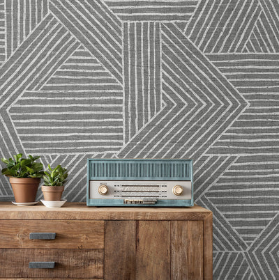 product image for Etched Geometric Peel & Stick Wallpaper in Pewter 43