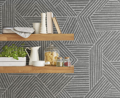 product image for Etched Geometric Peel & Stick Wallpaper in Pewter 5