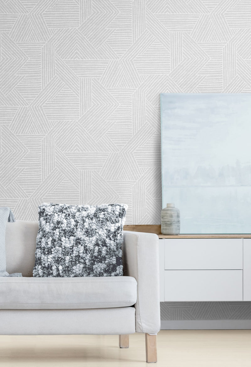 media image for Etched Geometric Peel & Stick Wallpaper in Salt Glaze 299