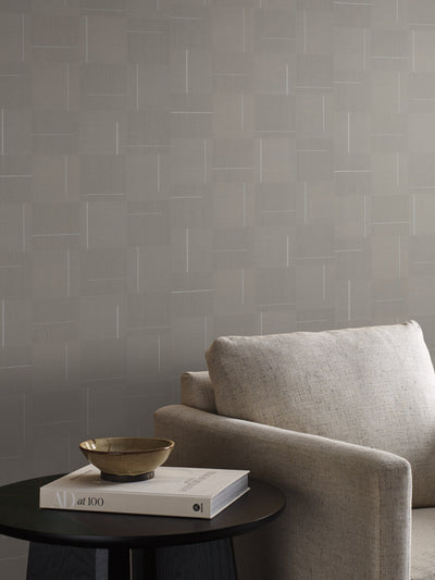 product image for Geo Block Weave Wallpaper in Taupe 5