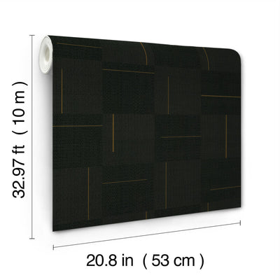 product image for Geo Block Weave Wallpaper in Black 8