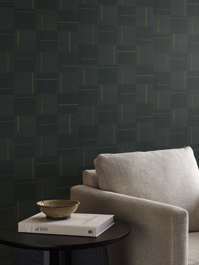 product image for Geo Block Weave Wallpaper in Black 78