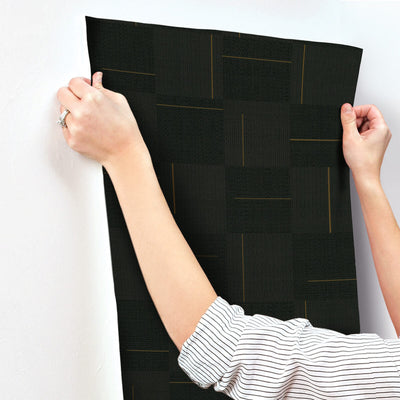 product image for Geo Block Weave Wallpaper in Black 46