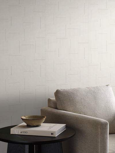 product image for Geo Block Weave Wallpaper in Ivory 89