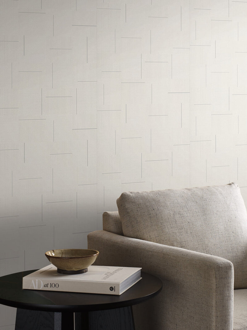 media image for Geo Block Weave Wallpaper in Ivory 27