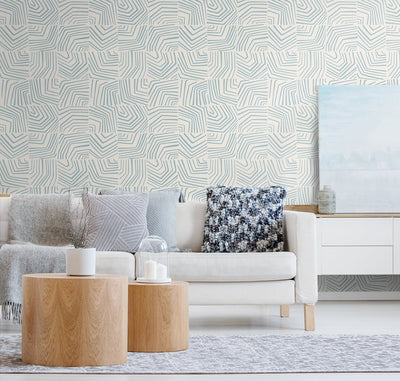 product image for Linework Maze Wallpaper in Sky Blue from the Simple Life Collection by Seabrook Wallcoverings 53