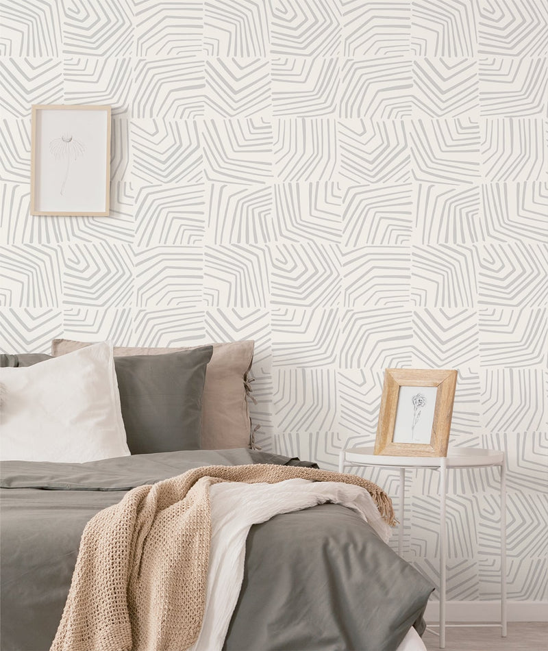 media image for Linework Maze Wallpaper in Fog from the Simple Life Collection by Seabrook Wallcoverings 285