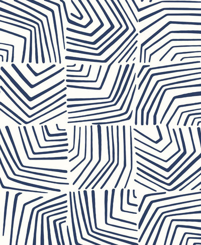 product image of Linework Maze Wallpaper in Imperial Blue from the Simple Life Collection by Seabrook Wallcoverings 518