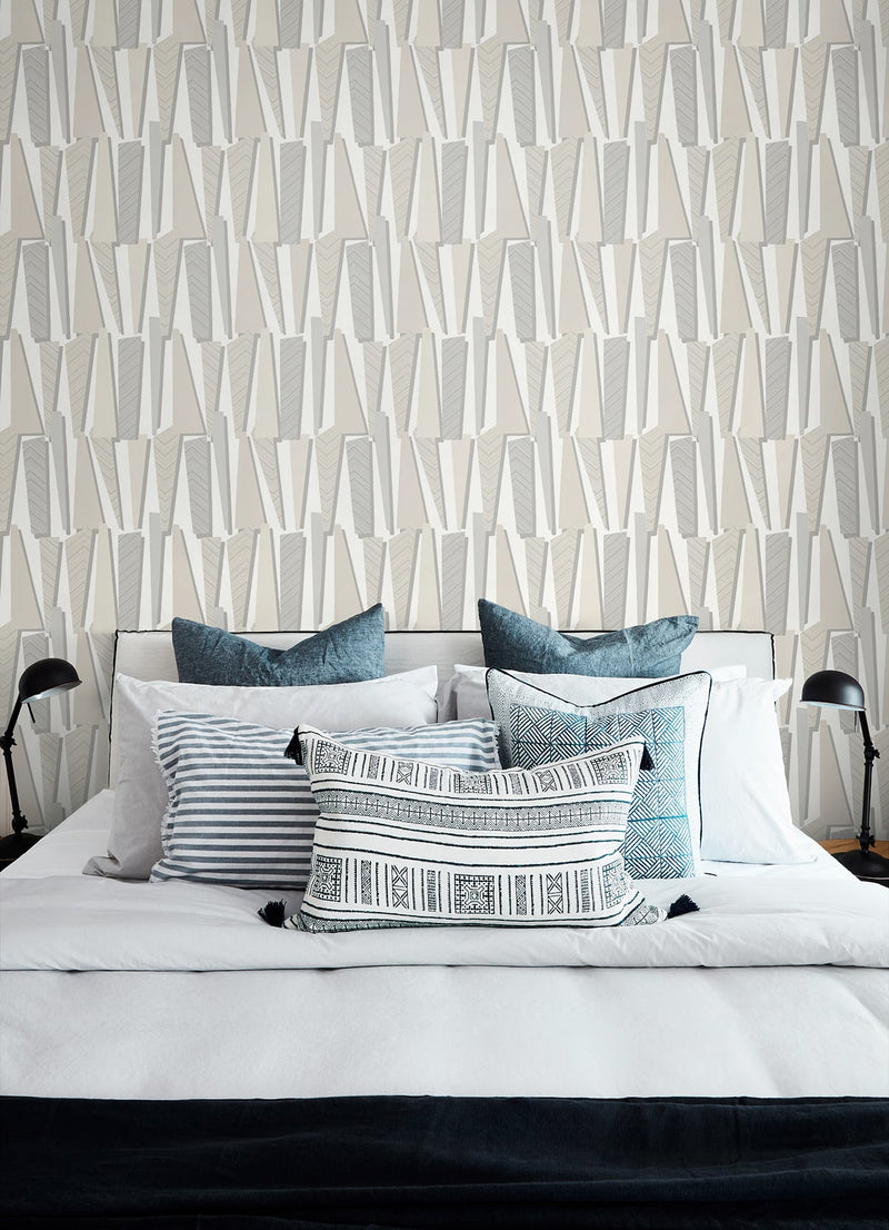 media image for Geometric Shadows Wallpaper in Linen from the Simple Life Collection by Seabrook Wallcoverings 250