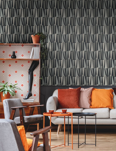 product image of Geometric Shadows Wallpaper in Onyx from the Simple Life Collection by Seabrook Wallcoverings 565