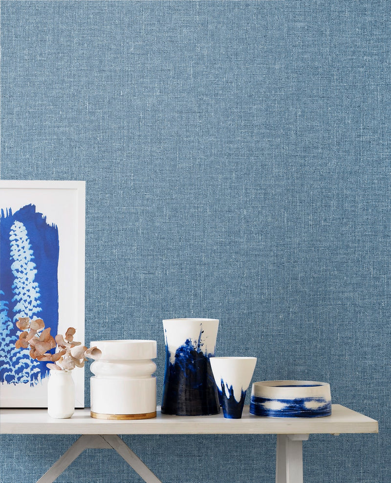 media image for Soft Linen Wallpaper in Blueberry from the Simple Life Collection by Seabrook Wallcoverings 292