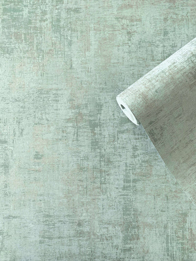 product image for Distressed Plaster Wallpaper in Green/Silver Grey 10