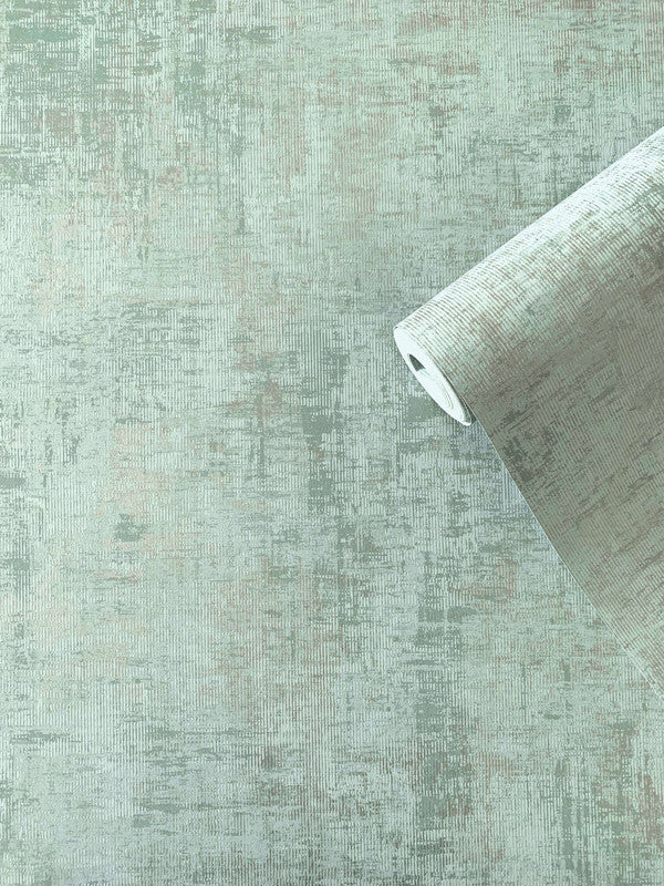 media image for Distressed Plaster Wallpaper in Green/Silver Grey 254