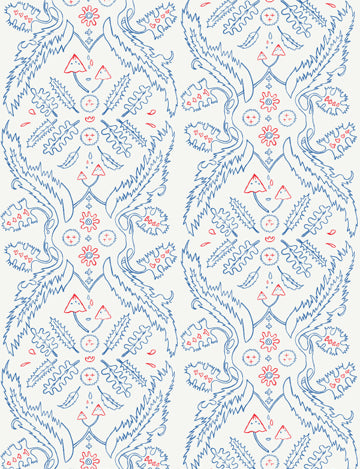 product image of Salad Days Wallpaper in Cream, Navy, and Red design by Thatcher Studio 583