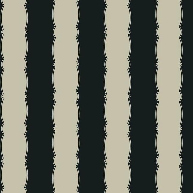 media image for Scalloped Stripe Wallpaper in Black from the Grandmillennial Collection by York Wallcoverings 245