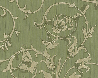 product image for Scroll Leaf and Ironwork Wallpaper in Green design by BD Wall 34