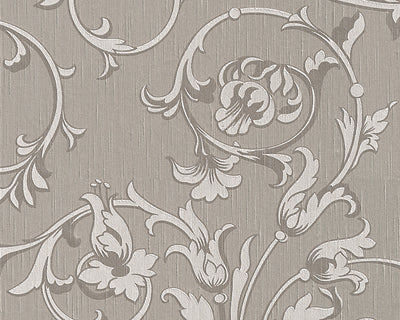 product image of Scroll Leaf and Ironwork Wallpaper in Grey and Neutrals design by BD Wall 521