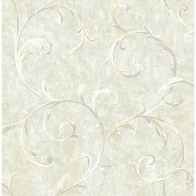 product image of Scroll Wallpaper in Neutrals and Gold from the French Impressionist Collection by Seabrook Wallcoverings 573