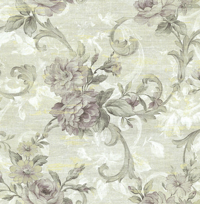 product image for Scrolling Floral Wallpaper in Midnight Rose from the Nouveau Collection by Wallquest 22