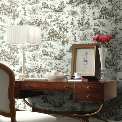 product image for Seasons Toile Wallpaper in Brown from the Grandmillennial Collection by York Wallcoverings 74