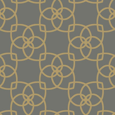 product image of Serendipity Geo Overlay Wallpaper in Gold and Dark Neutrals by York Wallcoverings 548