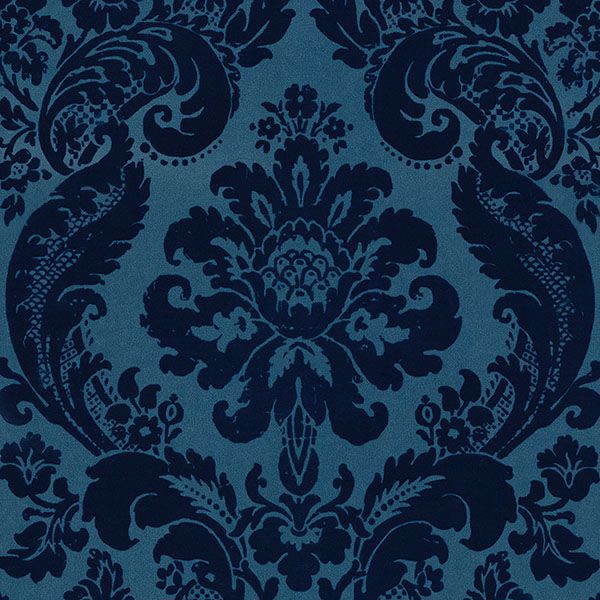 media image for Shadow Damask Wallpaper in Blue from the Moonlight Collection by Brewster Home Fashions 260