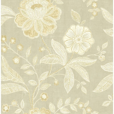 product image for Shimmer Floral Wallpaper in Grey and Gold by Seabrook Wallcoverings 36