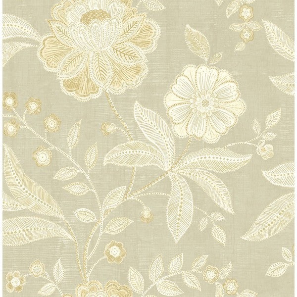 media image for Shimmer Floral Wallpaper in Grey and Gold by Seabrook Wallcoverings 25