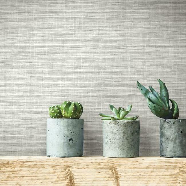 media image for Silk Linen Weave Wallpaper in Grey from the Simply Farmhouse Collection by York Wallcoverings 275