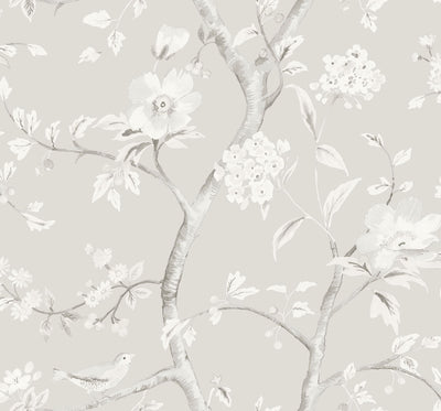 product image for Southport Floral Trail Wallpaper in Metallic Silver and Fog from the Luxe Retreat Collection by Seabrook Wallcoverings 12