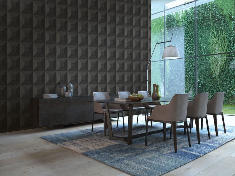 media image for Squared Away Geometric Wallpaper in Ebony from the More Textures Collection by Seabrook Wallcoverings 221