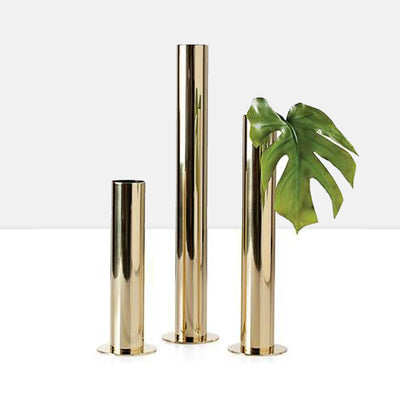 product image of stainless steel pipe vase set of three in gold design by torre tagus 1 539