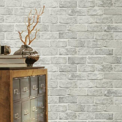 product image for Stretcher Brick Peel & Stick Wallpaper in Grey Beige from the Stonecraft Collection by York Wallcoverings 36