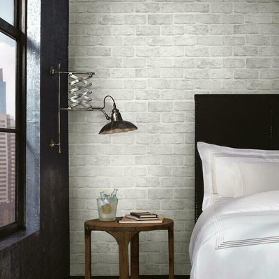 product image for Stretcher Brick Peel & Stick Wallpaper in Soft Grey from the Stonecraft Collection by York Wallcoverings 47