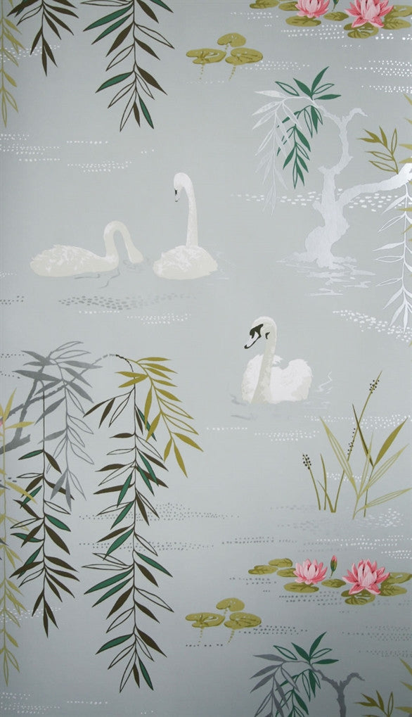 media image for Swan Lake Wallpaper in Twilight by Nina Campbell for Osborne & Little 249