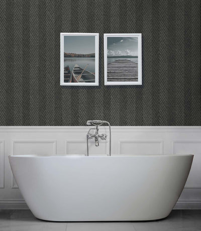 product image for Throw Knit Vinyl Wallpaper in Faded Onyx 17