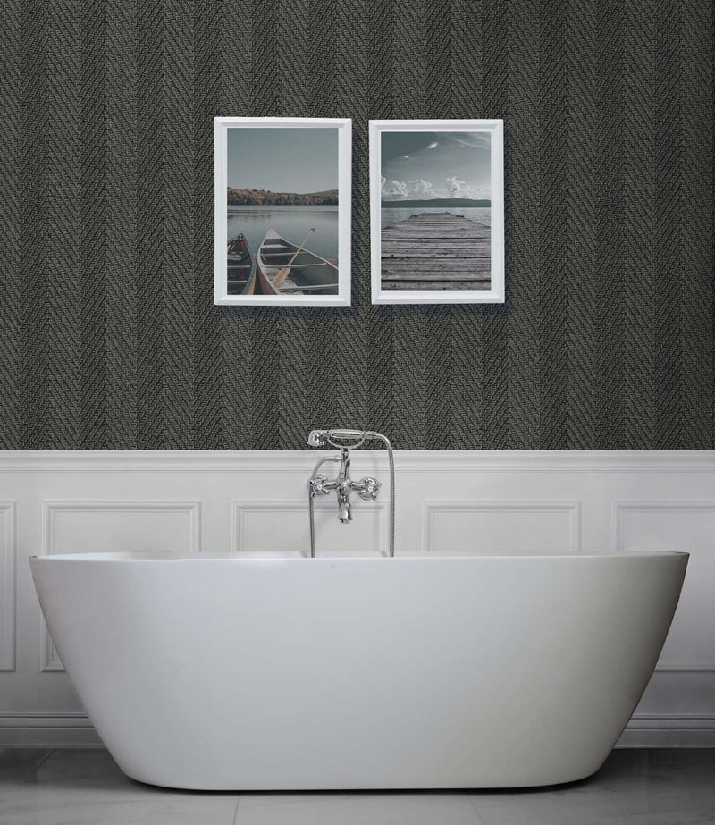 media image for Throw Knit Vinyl Wallpaper in Faded Onyx 270