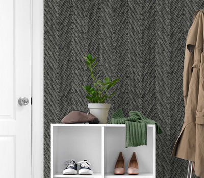 product image for Throw Knit Vinyl Wallpaper in Faded Onyx 39