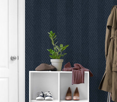 product image for Throw Knit Vinyl Wallpaper in Dark Sapphire 38