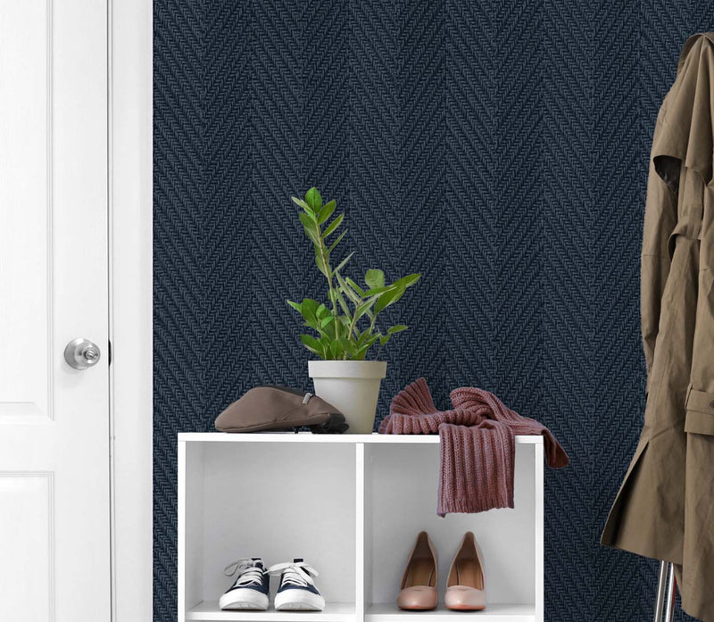 media image for Throw Knit Vinyl Wallpaper in Dark Sapphire 235