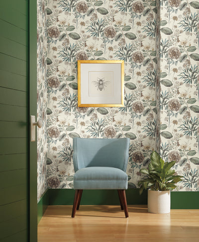 product image for Midsummer Floral Wallpaper in Beige/Green from the Handpainted Traditionals Collection by York Wallcoverings 30