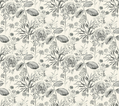 product image of Midsummer Floral Wallpaper in Grey from the Handpainted Traditionals Collection by York Wallcoverings 545