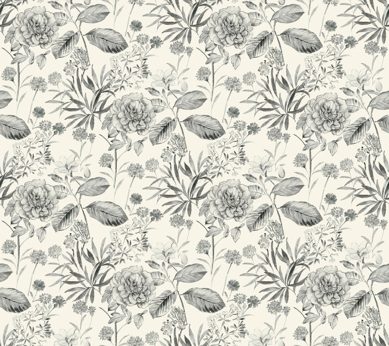 media image for Midsummer Floral Wallpaper in Grey from the Handpainted Traditionals Collection by York Wallcoverings 295