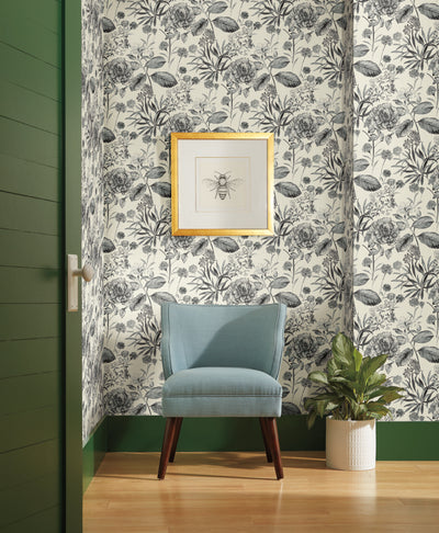 product image for Midsummer Floral Wallpaper in Grey from the Handpainted Traditionals Collection by York Wallcoverings 1