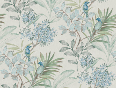 product image of Handpainted Songbird Wallpaper in Turquoise from the Handpainted Traditionals Collection by York Wallcoverings 556