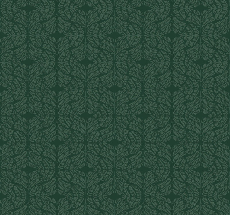 media image for Fern Tile Wallpaper in Dark Green from the Handpainted Traditionals Collection by York Wallcoverings 278