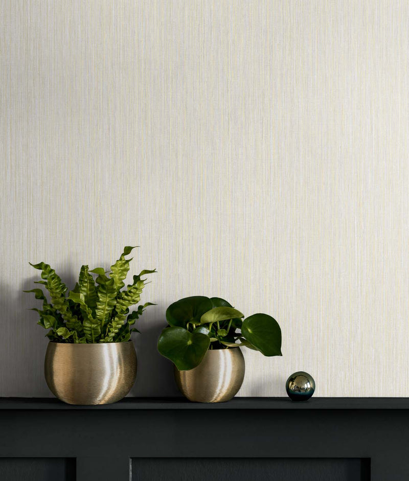 media image for Vertical Stria Ivory & Metallic Champagne Wallpaper from the Even More Textures Collection by Seabrook 268