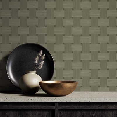 product image for Basketweave Raw Umber Wallpaper from the Even More Textures Collection by Seabrook 68