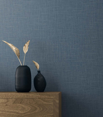 product image for Myrna Linen Marine Blue Wallpaper from the Even More Textures Collection by Seabrook 80